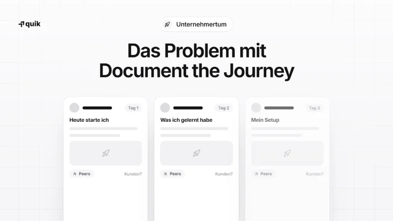 Das Problem bei "Document The Journey" Founder Brands