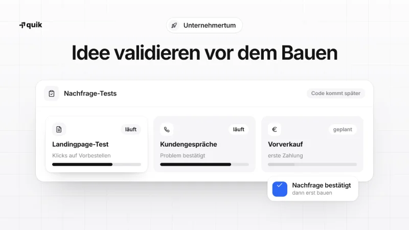 Geschäftsidee validieren vor dem Bauen: Nachfrage-Tests statt Code