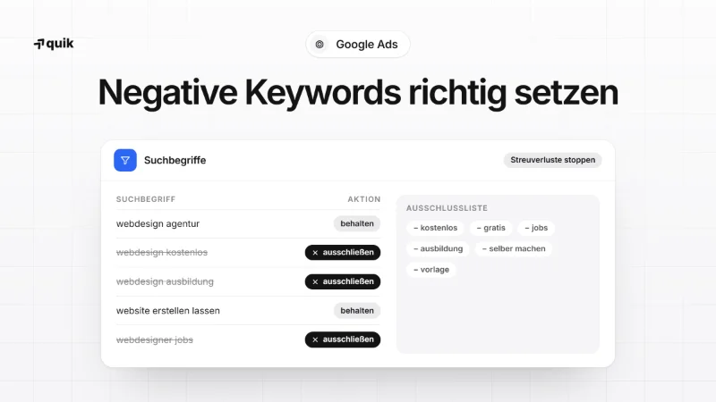Negative Keywords richtig setzen: So stoppst du Streuverluste in Google Ads