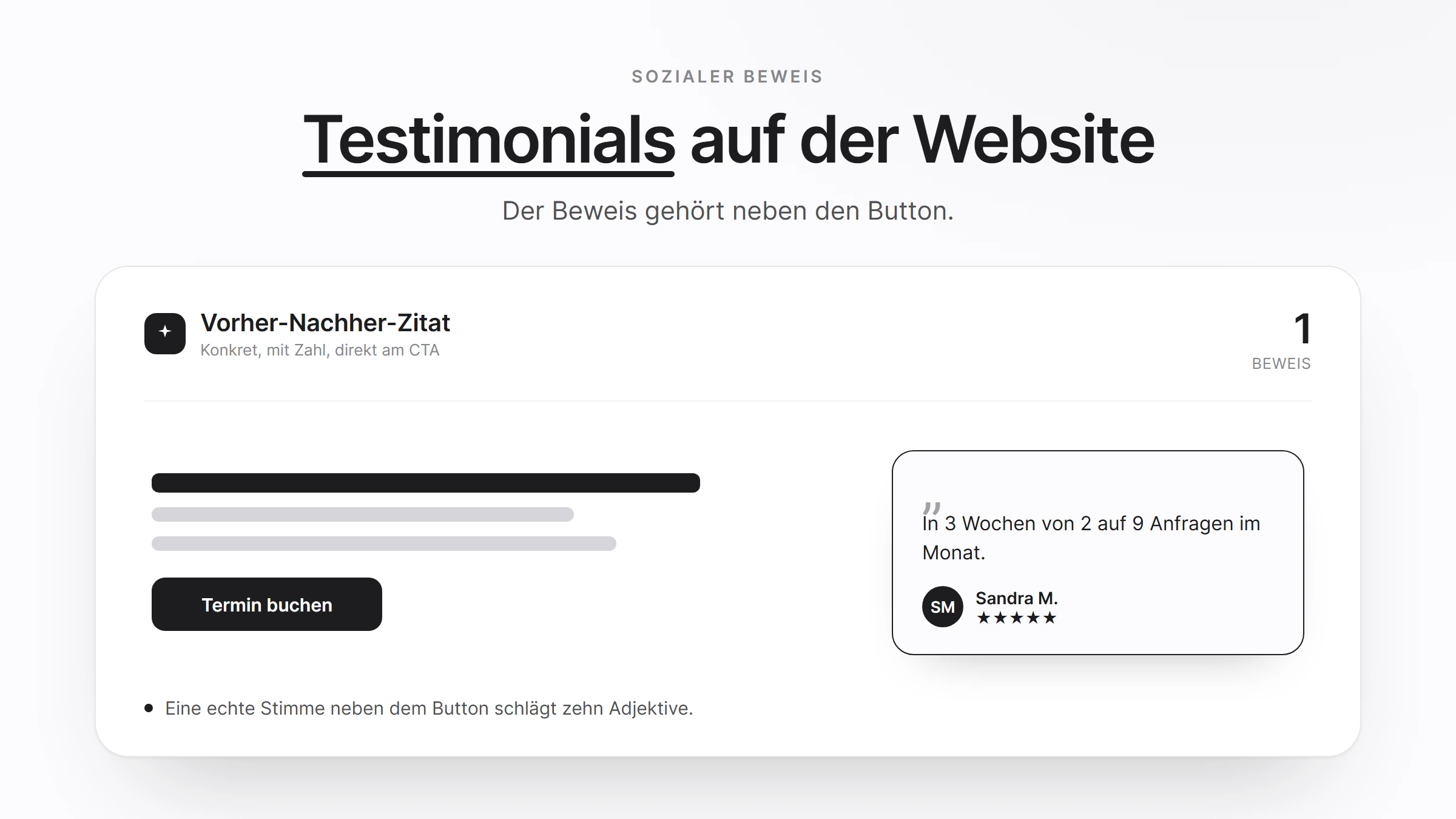 Testimonials für die Website nutzen: Sozialer Beweis neben dem CTA